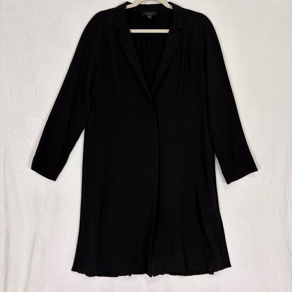 COS Black V Neck Long Pleated Back Longline Blazer Coat‎ Women's Size 38 = 8